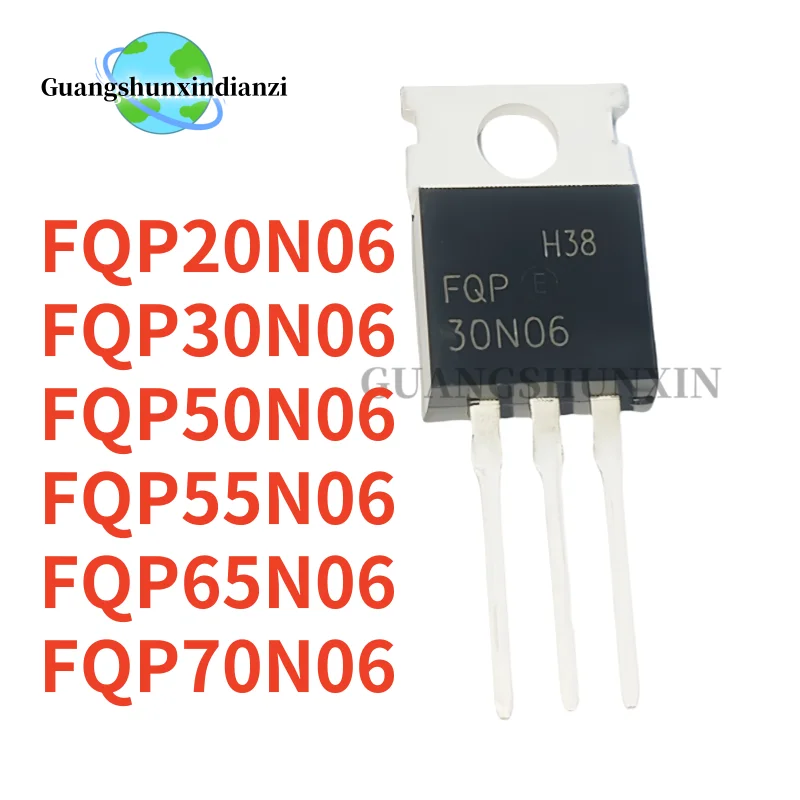 10pcs 100% NEW FQP20N06 FQP20N06L FQP30N06 FQP50N06 FQP55N06 FQP65N06  FQP70N06 20N06 30N06 50N06 55N06 65N06 70N06 TO-220