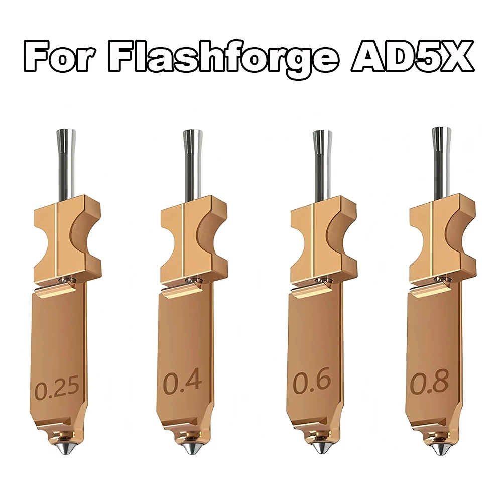 1/2/3/4pcs Bimetal Nozzle For Flashforge AD5X 3D Printer Parts Hotend Brass Heatblock Heatbreak Integrated Nozzle For AD5X