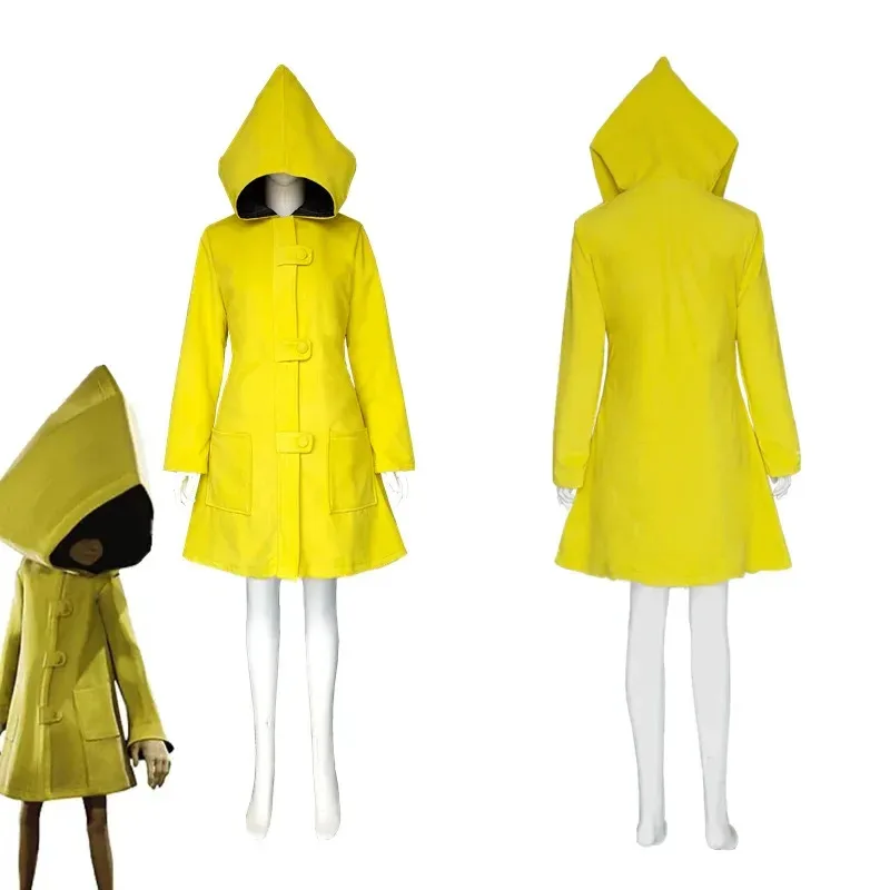 Little Nightmares ستة أزياء تنكرية معطف واق من المطر للأطفال البالغين معطف أصفر لحفلات الهالوين؛ 3,k8't،