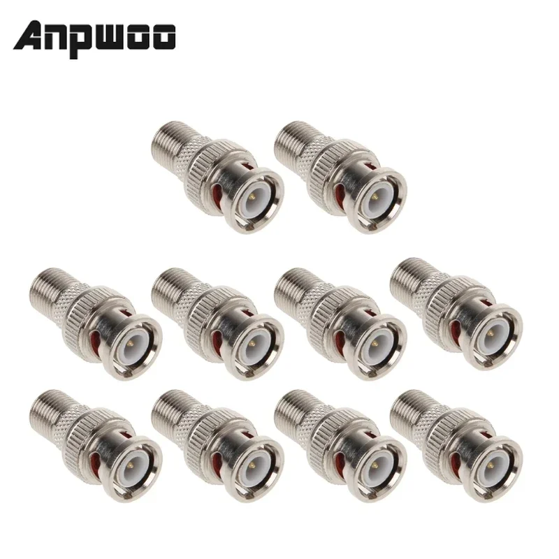 ANPWOO 10Pcs/Set BNC Male Plug To F Female Jack Coax Connector Adapter For CCTV Camera