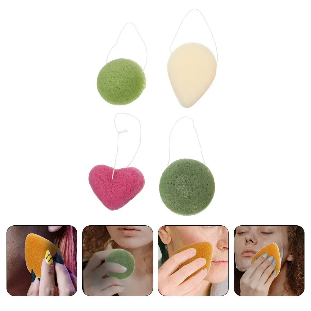 4Pcs Facial Sponge Set Soft Skin Care Sponge for Face Cleansing Exfoliating Makeup Removal Dirt Oil Control Moisturizing