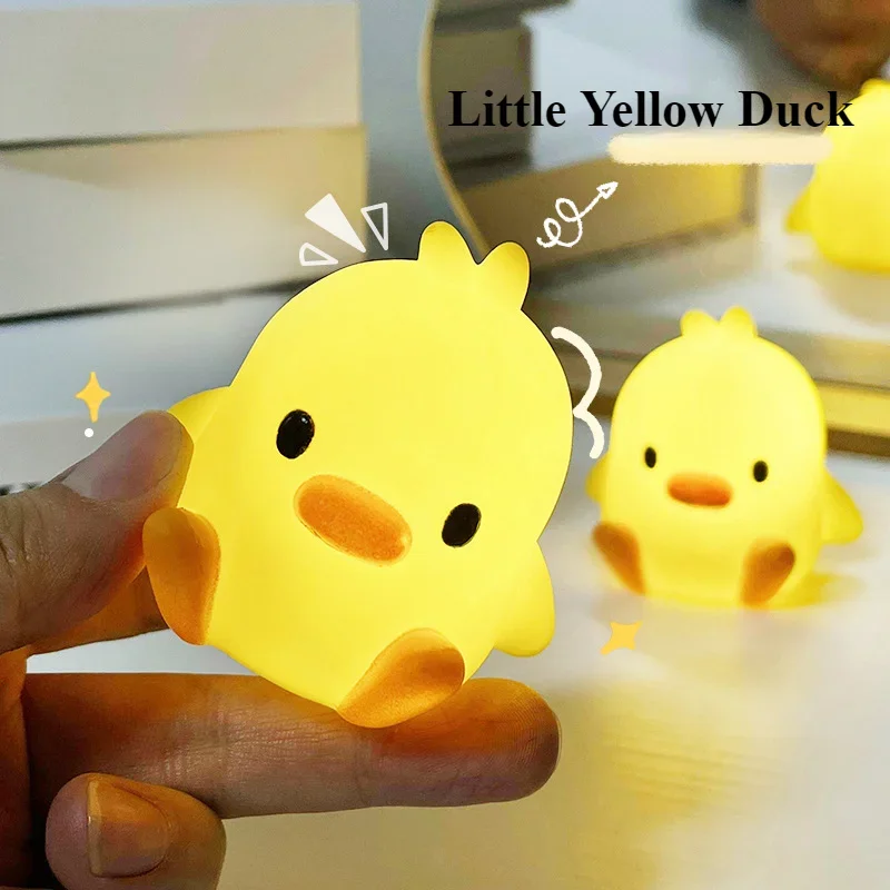 Cartoon Yellow Duck Night Light Animal Model Night Light Bedroom Bedside Small Ornaments Living Room Decoration Desk Decoration