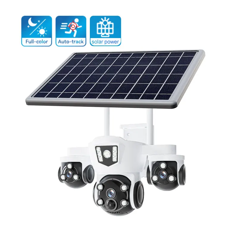 

DIDSeth 4G Solar Camera 3-Channel Security 10x Optical Zoom Four-lens Live View HD Night Vision IP66 Weatherproof Surveillance