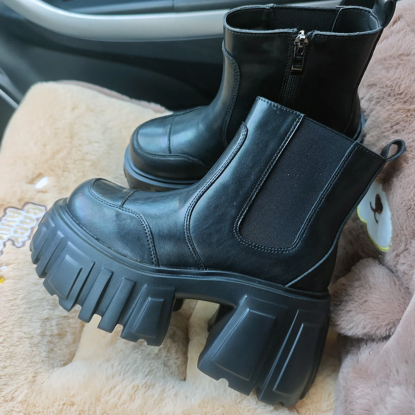 

2026 New Genuine Leather Ultra High Heel Platform Women's Height Small Elastic Chelsea Boots 10cm