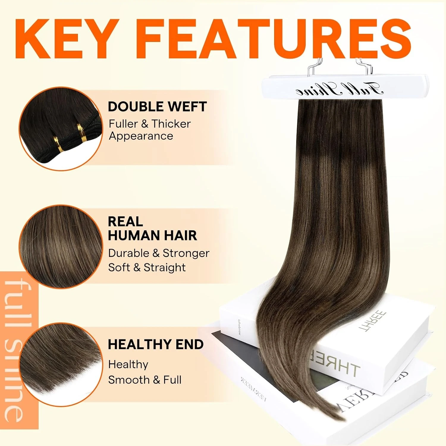 Full Shine Weft Hair Extensions Sew in Silky Skin Double Weft Hair Extensions 100% Real Straight Human Hair for Salon