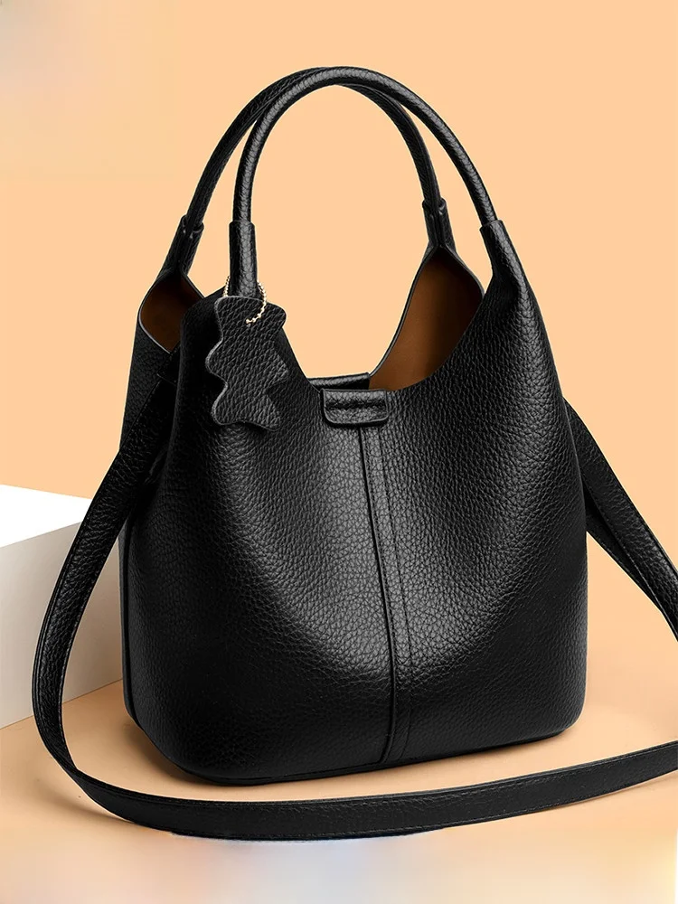 

Городская простая женская кожаная сумка-мешок, модная сумка через плечо, сумка через плечо с мягкой ручкой и застежкой-молнией для поездок на работу