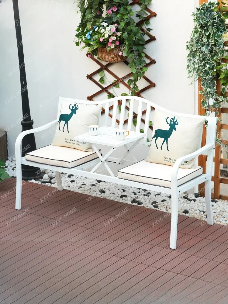 Iron Multi-Functional Adjustable Tea Table and Chair Nordic Style Leisure Small Coffee Table Park Bench