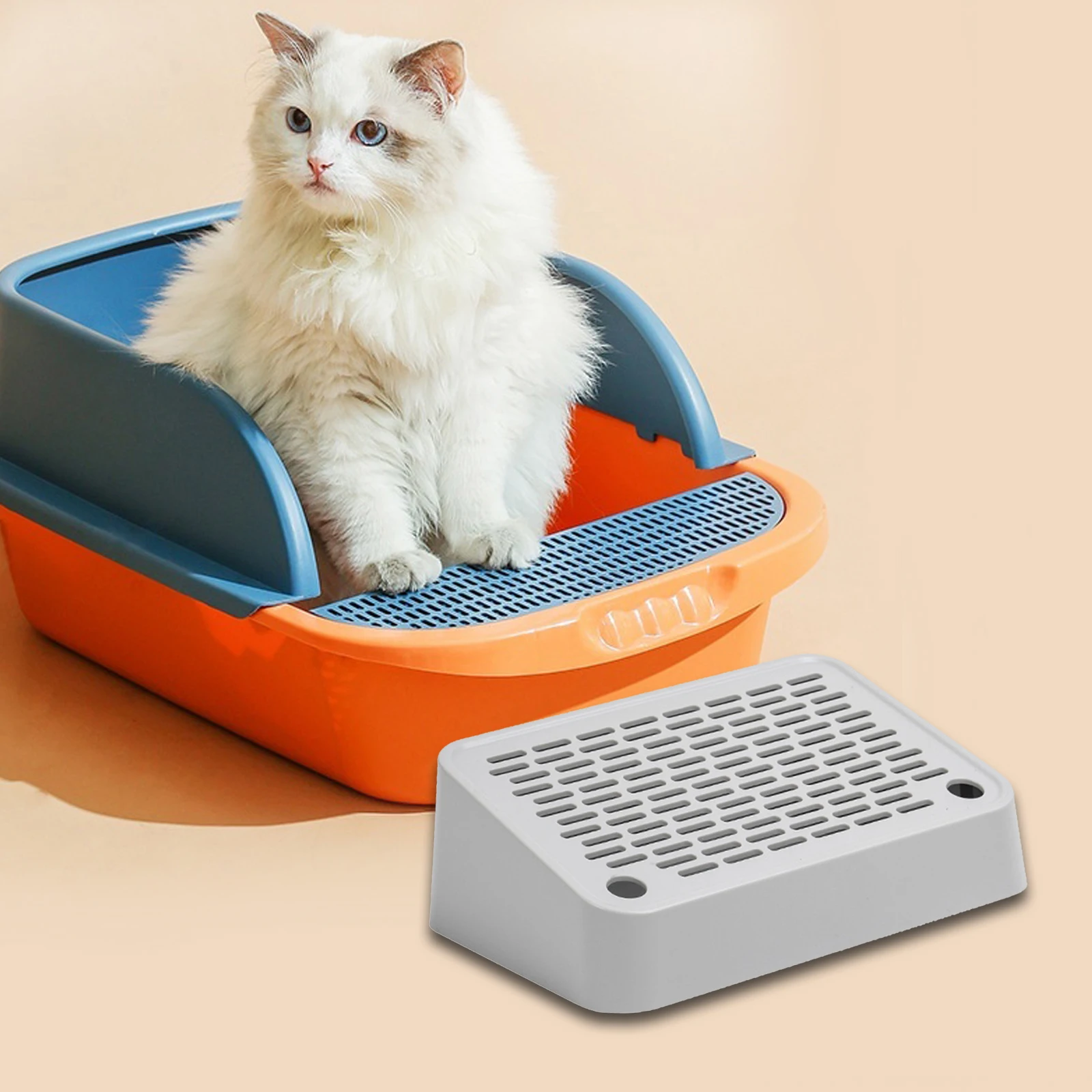 

Footboard for Cats Litter Box Keep Room Tidy for Indoor Cats Easy Clean Accessory for Litter Pan Cat Litter Tray Pet Accessories