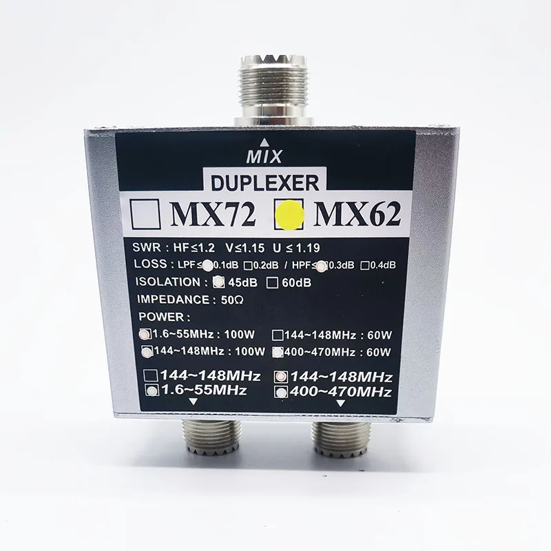 휴대용 MX62 HF UHF VHF 듀플렉서, 다른 주파수 전송 스테이션, 햄 안테나 결합기, FT857D FT911 ATAS-120A