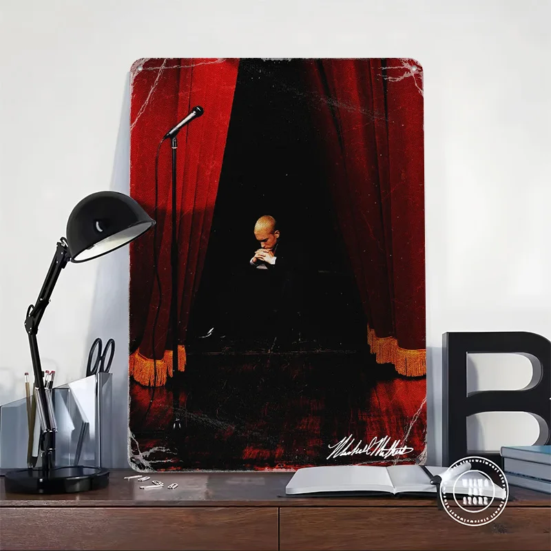 Eminem 3D Printed Texture Poster Personalized Wall Art Retro Metal Tin Signs for Vintage Decor Room Home Decorations Wand Deko
