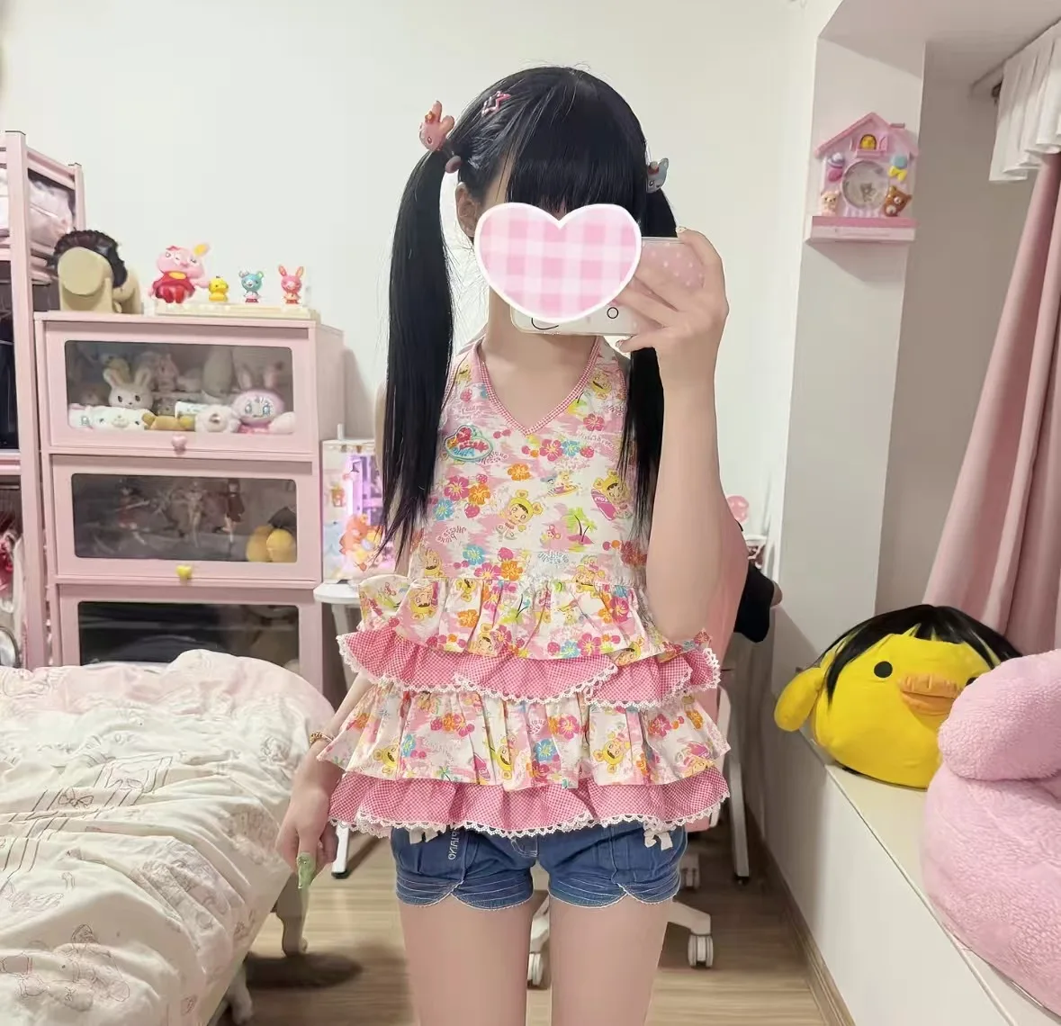 Japanese Cartoon Mp Daughter Clothing Jojifuku Sweet Girl Embroidered Camisole Spring New Cute All Match Child Tank Top