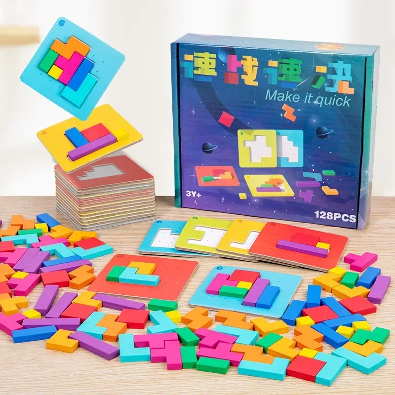 Gioco di puzzle desktop interattivo per due persone 3D Tangram Matematica Giocattoli Building Blocks Gioco di forme di colore per regali per bambini