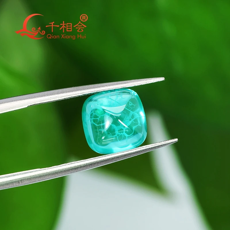 6-8mm Sugar-Loaf Cut Tower Shape Lab-Grown Paraiba Yttrium Aluminum Garnet Gem Stone with Inclusions Tsavorite for Jewelry
