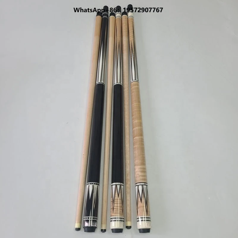 High Grade Handmade 8pcs Imported Wood Inlay Black Ebony& Billiards Carom Cues 142cm+12mm 3/8-10 J