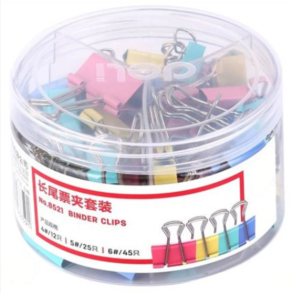 

81Pcs/Set Paper Clip Metal Office Binder Clips 8521 School Office Supplies 4 Colors Normal Metal Clips