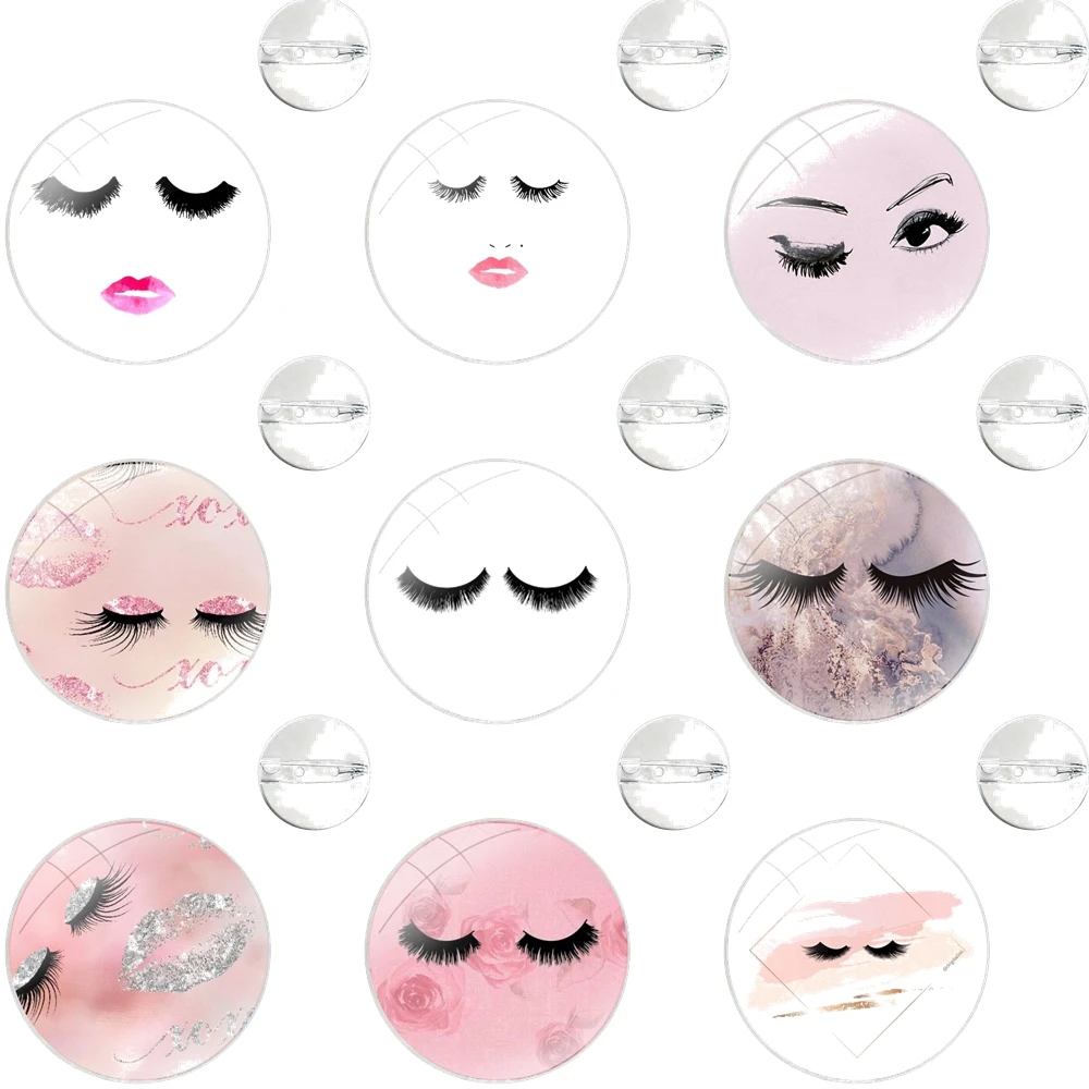 eyelash Makeup Lip Pins Badge Metal Brooches For Clothes Backpack Decoration gift