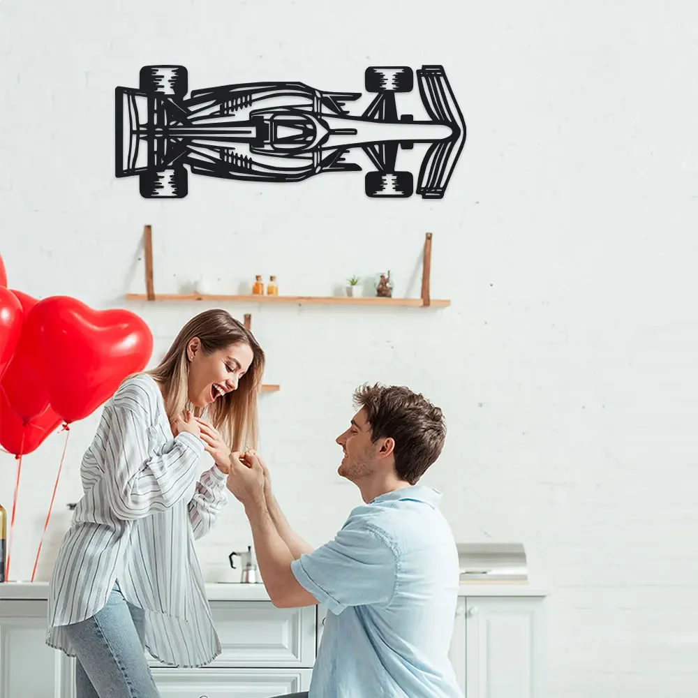 2D Metal [Unique Racing Car Wall Decor] 1pc Art Deco Car Silhouette Metal Wall Art - Sleek Racing Sculpture for Car Enthusiasts
