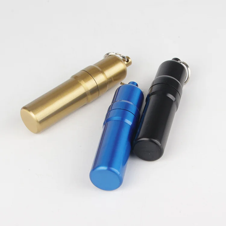 1pcs Silver Aluminum Alloy Cigarette Box Waterproof Cigarette Case Pill Toothpick Capsule Holder with Keychain Mens Gift