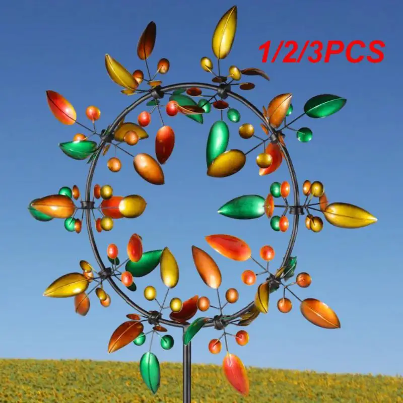 

1/2/3PCS Garden Decoration Rainbow Color Wind Chimes Leaves Wind Chimes Personality Creative Windmill Ornaments Metal Crafts For