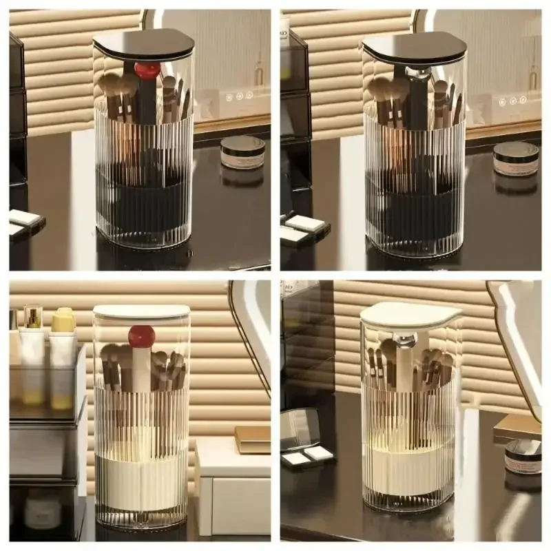 Automatischer Make-up-Pinselhalter mit Staubdichtem Deckel, Kosmetik-Aufbewahrungsbox, Schreibtisch-Organizer für Pinsel und Lippenstifte – Detail 3