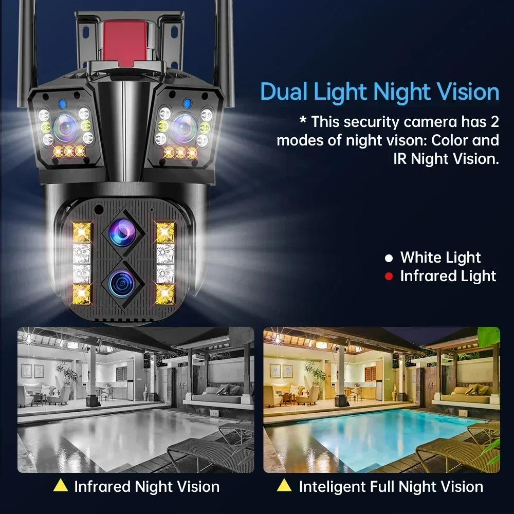 كاميرا مراقبة WiFi PTZ 8K 16MP 10X Zoom مع تتبع تلقائي اللون للرؤية الليلية كاميرا مراقبة CCTV Vifeo لاسلكية في الهواء الطلق