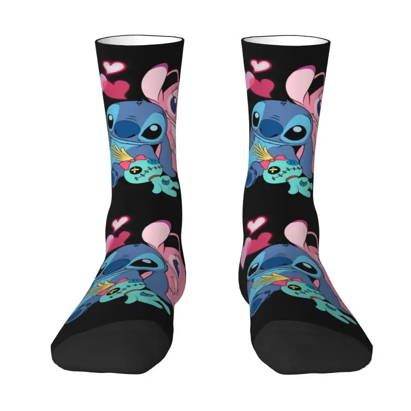 Stitch Angel Men's Crew Socks Unisex Fashion Disney Anime Spring Summer Autumn Winter Dress Socks