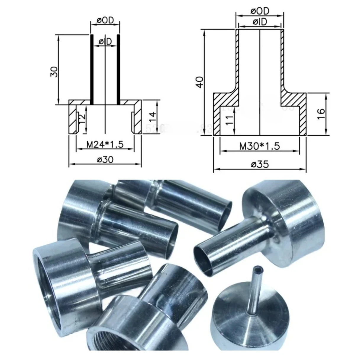 Suitable for 304 material 4-25mm food filling machine nozzles and pneumatic nozzles in paste machine equipment