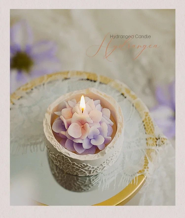 Handmade Hydrangea Candle Scented Candle Aromatherapy Soy Wax Candles Wedding Birthday Candle Party Home Decoration Photo Props