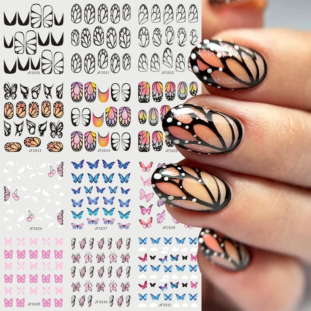 

3D Butterfly Nail Stickers Laser Butterfly Cloud Wings Water Transfer Decals Sliders Spring Manicure Decor Wraps NTJF2020-2031