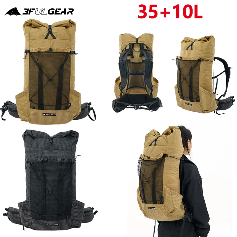 3f ulギア-ベルト付き超軽量バックパック、アウトドア、ハイキング、登山、旅行、調整可能、70d、210d、ナイロン、防水リュックサック、ベルト、35 10l