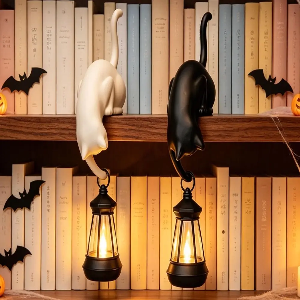 Decor Bookcase and Shelf Cat Night Light Cat Shaped Warm Glow Cat Shaped Lamp Decorative Lighting Creative Style