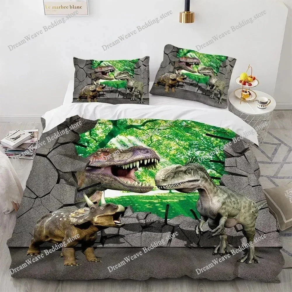 Bedding Decor 3D Dinosaur Bedding Sets Jurassic World Polyester Duvet Cover Sets Unique Dinosaur Bedding for Boys Adults Full Ki