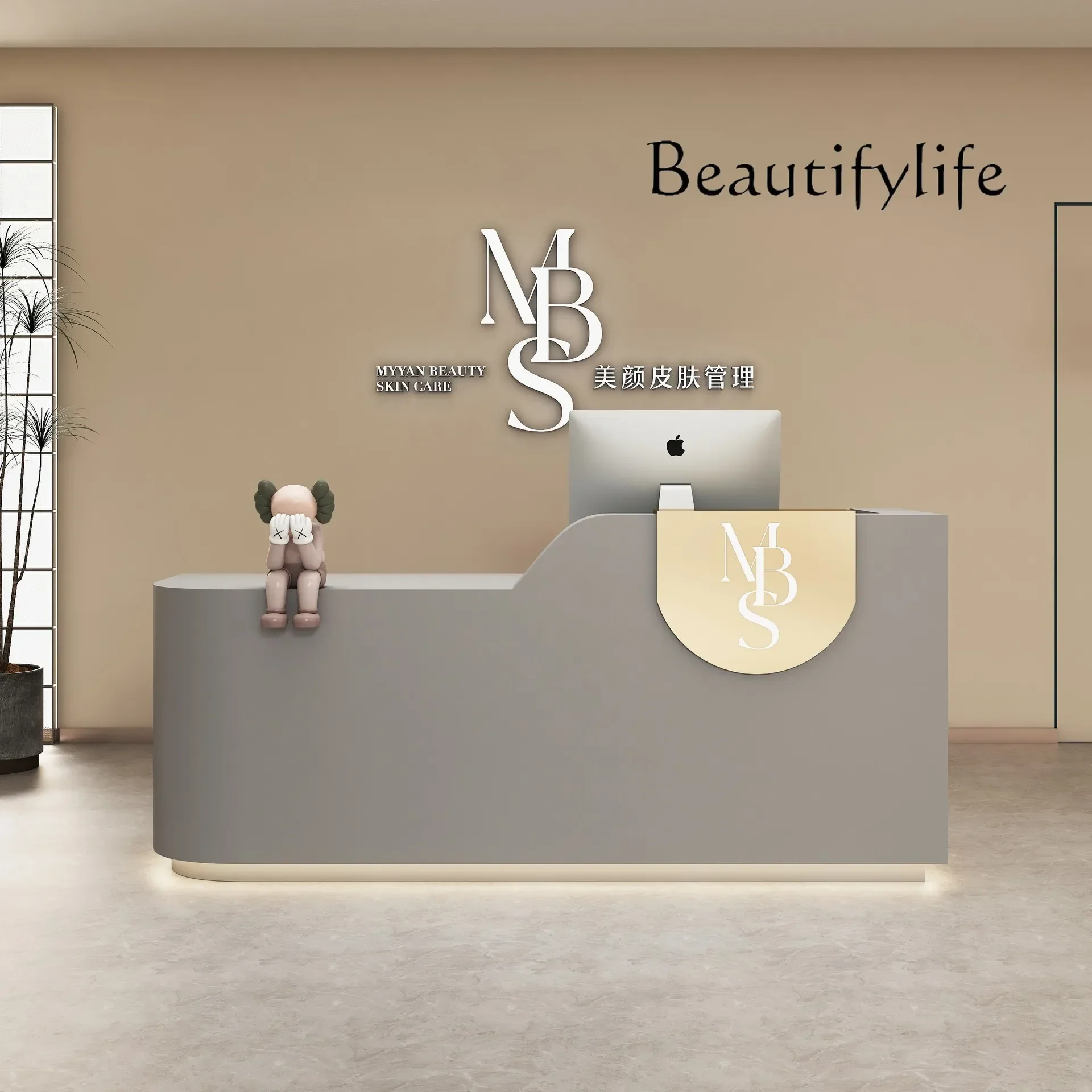 

yj9 Clothing store curved bar simple modern beauty salon checkout page