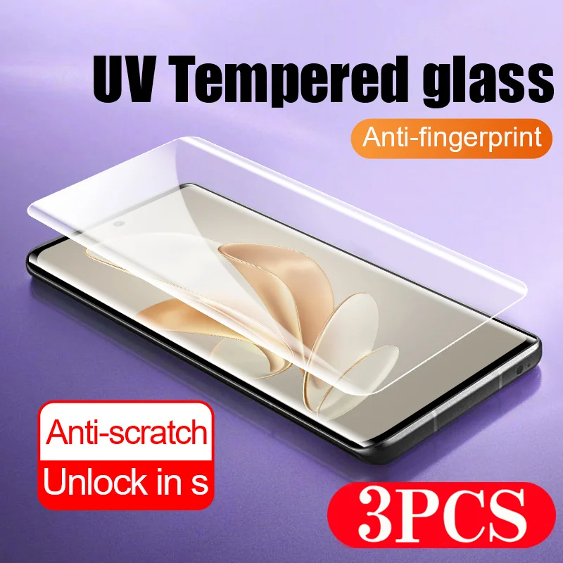 3pcs full cover UV Glass smartphone protective film for vivo X100S X90 X80 X70 X60 Pro NEX 3 3S phone screen protector S19 S18