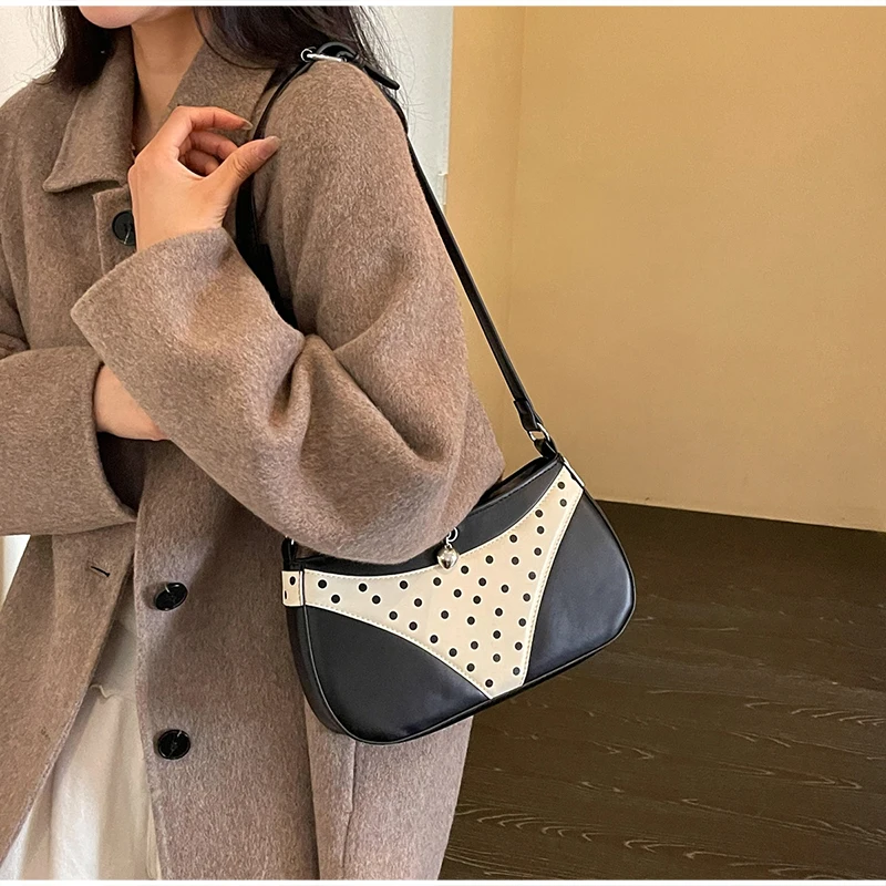 Umhängetasche, Handtasche in V-Form, kreative, modische Vintage-Handtasche für Damen, ideal für den täglichen Gebrauch und den Weg zur Arbeit, mit Farbblock-Design. – Detail 20