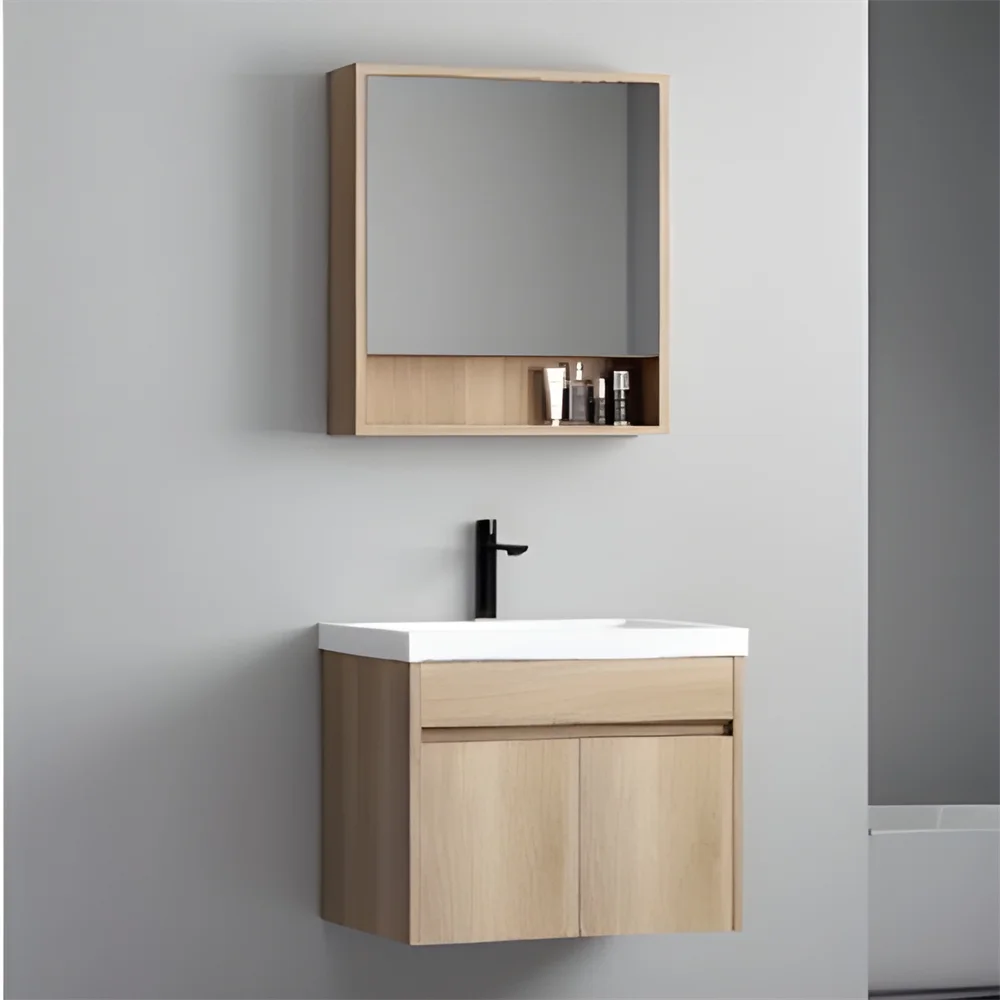 

Оптовая продажа, современный роскошный отель, туалетный столик для ванной комнаты, зеркальный шкаф, настенный монтаж с водонепроницаемым светодиодным зеркалом, керамическая раковина