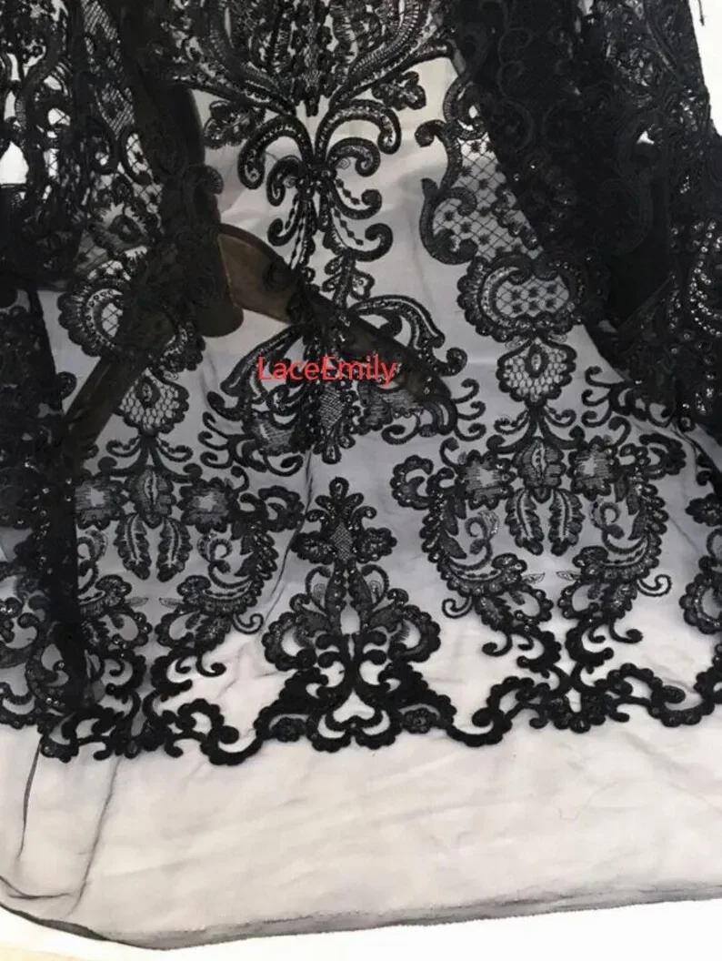 3-цветная золотая винтажная кружевная ткань с цветами и тяжелой вышивкой, тюль с цветком и блестками для свадебного платья, свадебного платья,