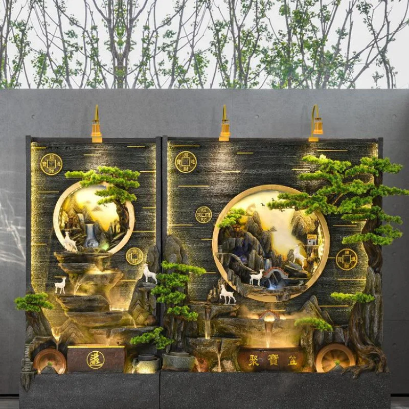 Customized Large Curtain Wall Flowing Fountain Ornament Living Room Office Flowing Screen Courtyard Circul