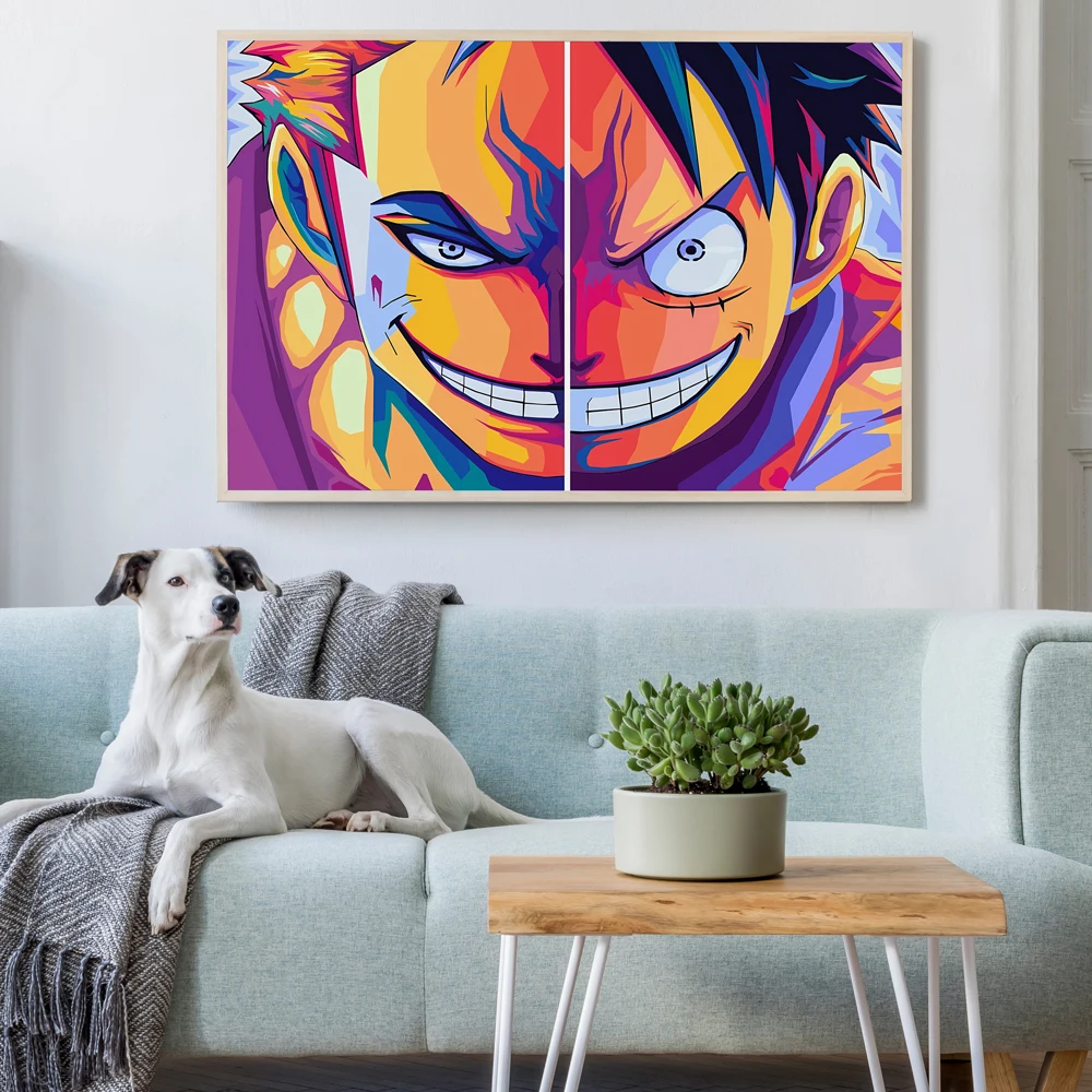 Płótno HD Print One Piece dekoracyjny prezent Roronoa Zoro Anime dekoracje ścienne wiszące dzieci postać z kreskówki plakat zabawka