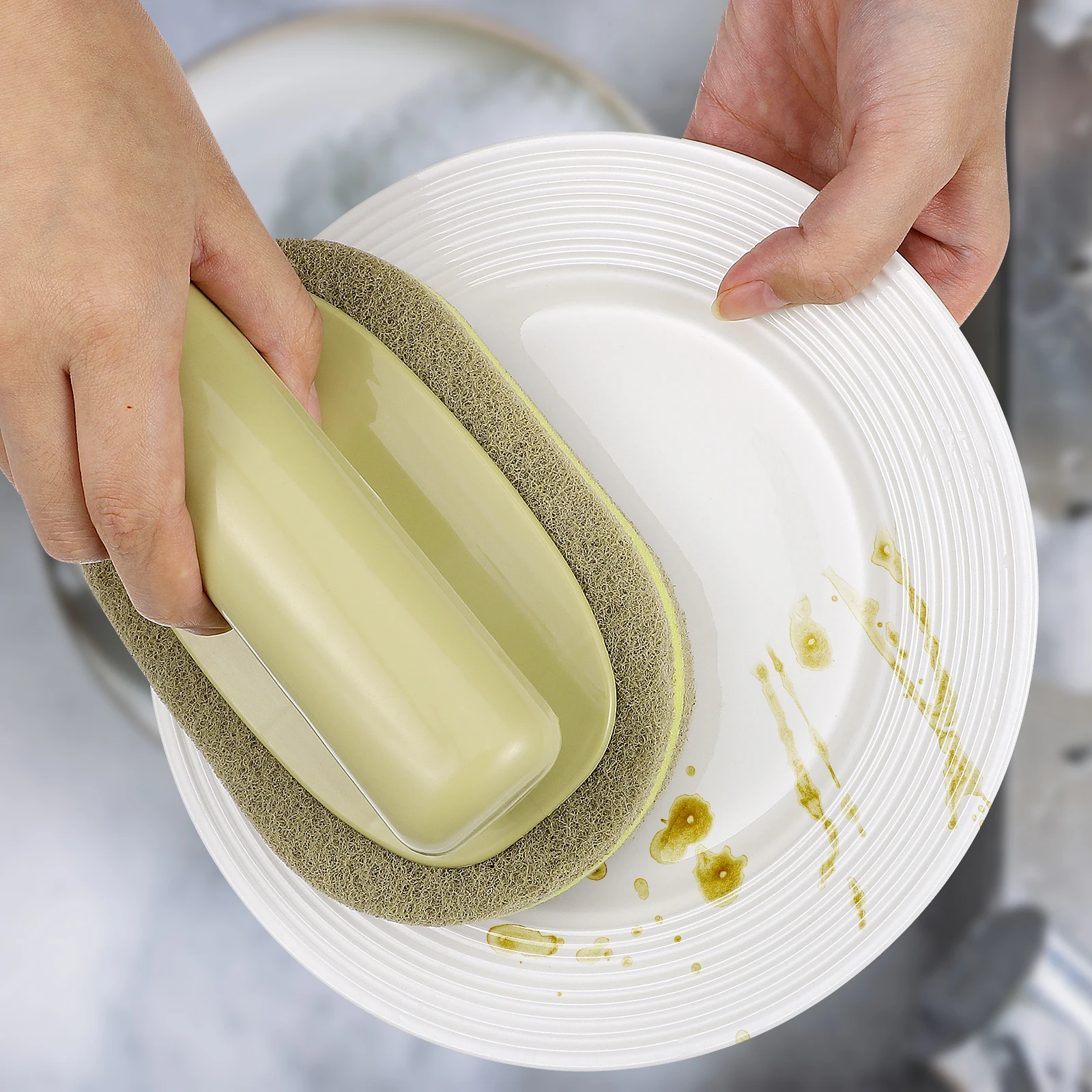 

2pcs Multifunction Powerful Pot Brush Short Handle Scrubber for Bowl Glass Pan Kitchen Cleaning Tool Efficient Time
