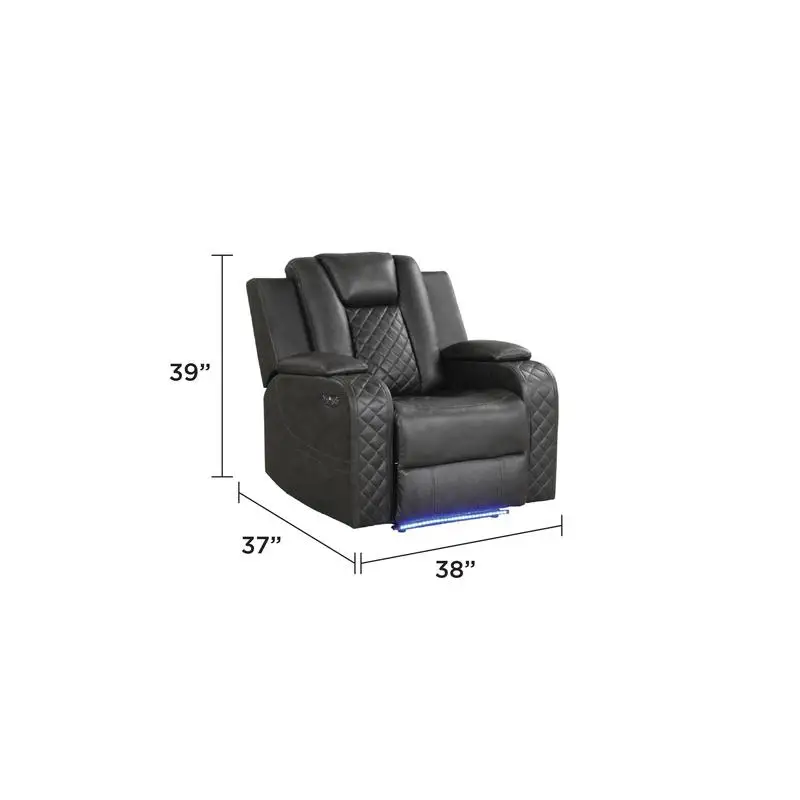 Gray Faux Leather LED Power Recliner Chair G150109060 NJ Inventory