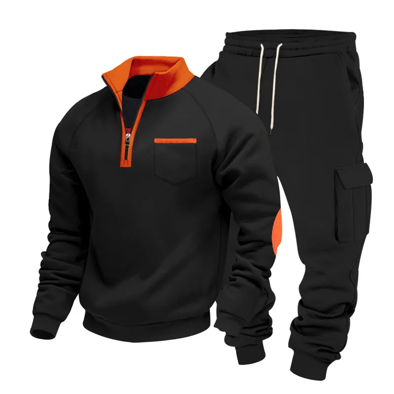 Men's Casual Sweater Set Autumn And Winter New Men's Velvet Trousers Set view 4