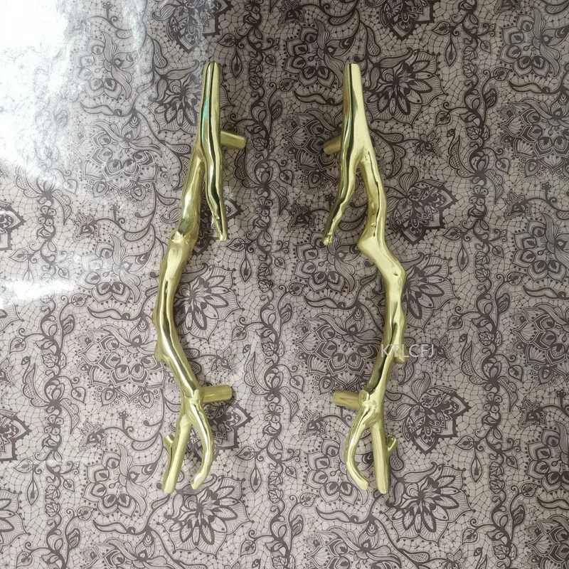 Retro Brass Branch Shape Handle Locker Bookcase Cabinet Pure Copper Cabinet Door Handle