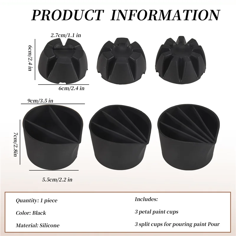 6 قطعة كوب سبليت لصب الطلاء 3 كوب صب الزهور 3 كوب خلط الطلاء لصب الراتنج طلاء الأكريليك أدوات صنع ذاتية الصنع