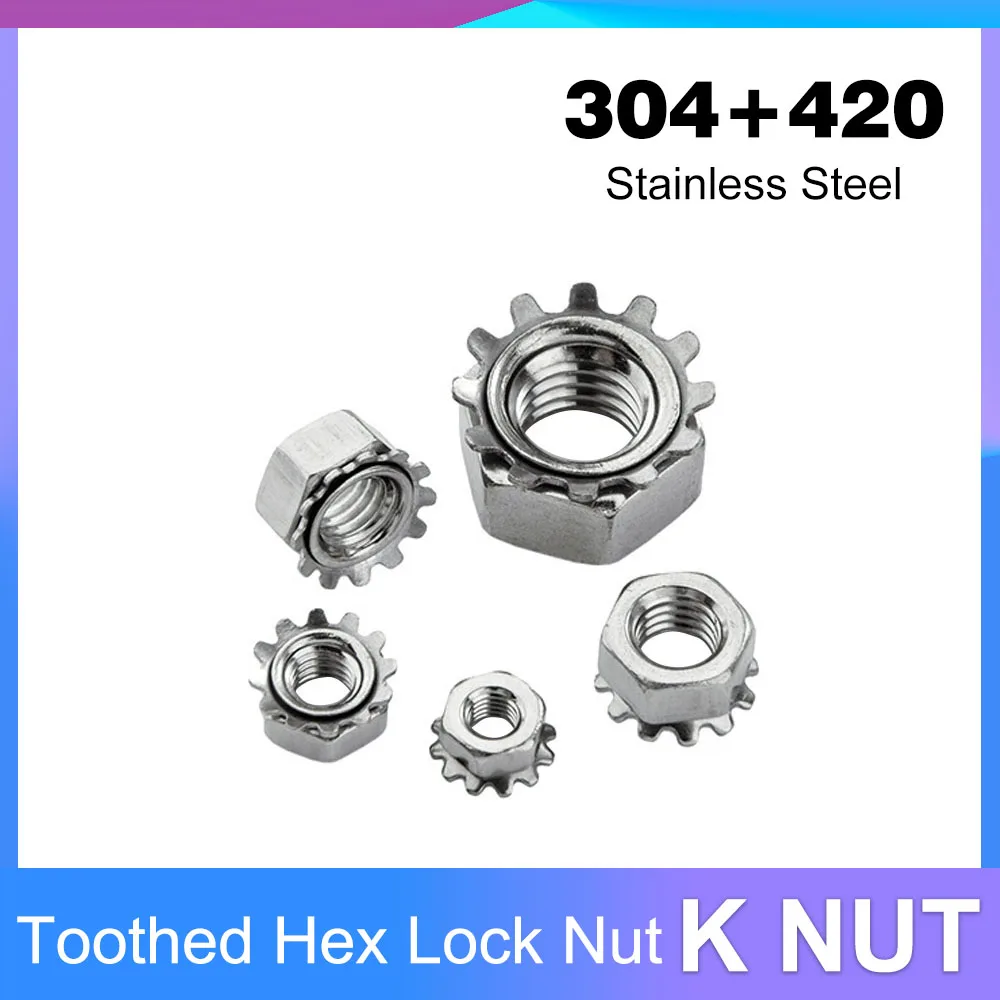 

K Nut Kep Nut M3 M4 M5 M6 M8 Toothed Hex Nut Stainless Steel K-type Lock Nut
