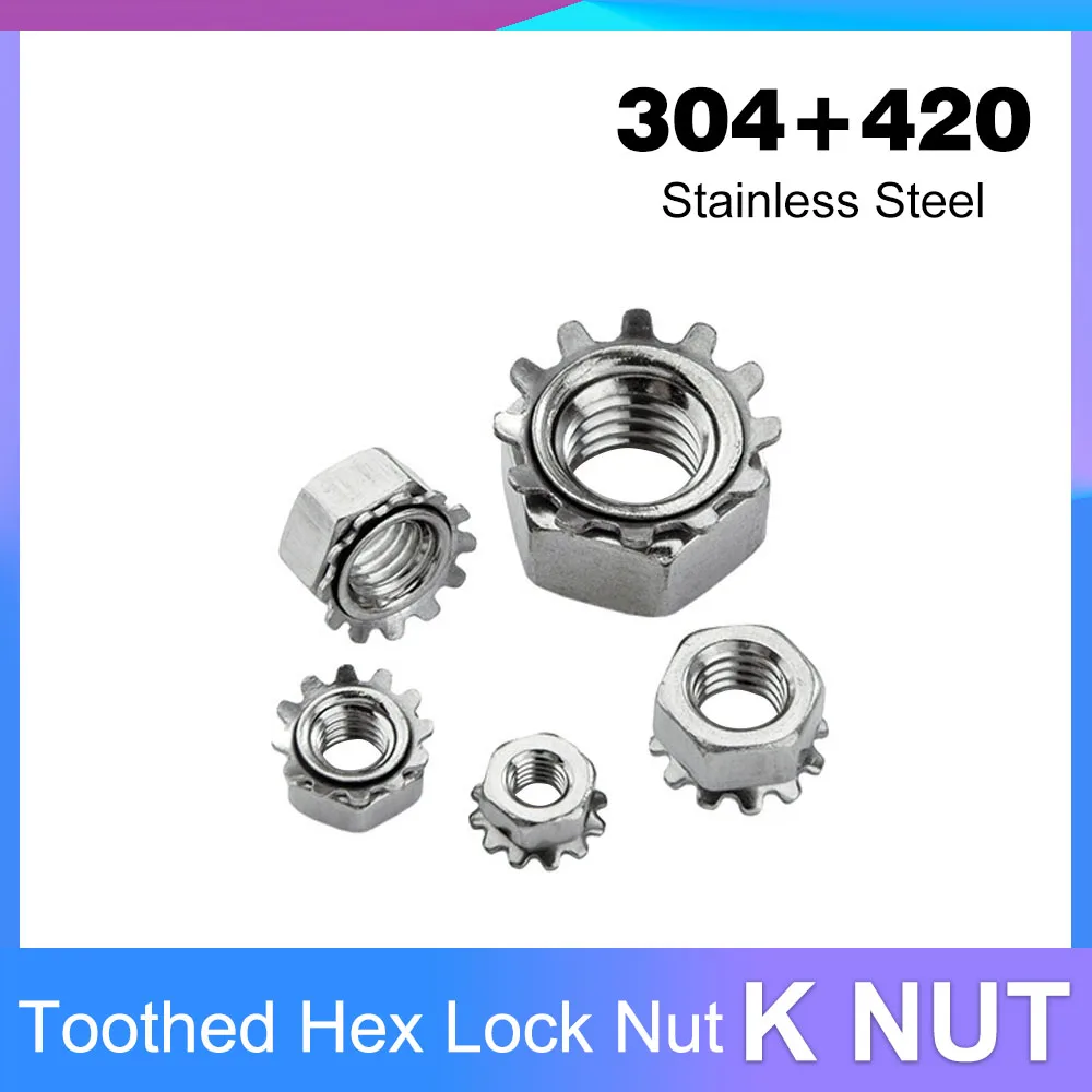 K Nut Kep Nut M3 M4 M5 M6 M8 Toothed Hex Nut Stainless Steel K-type Lock Nut