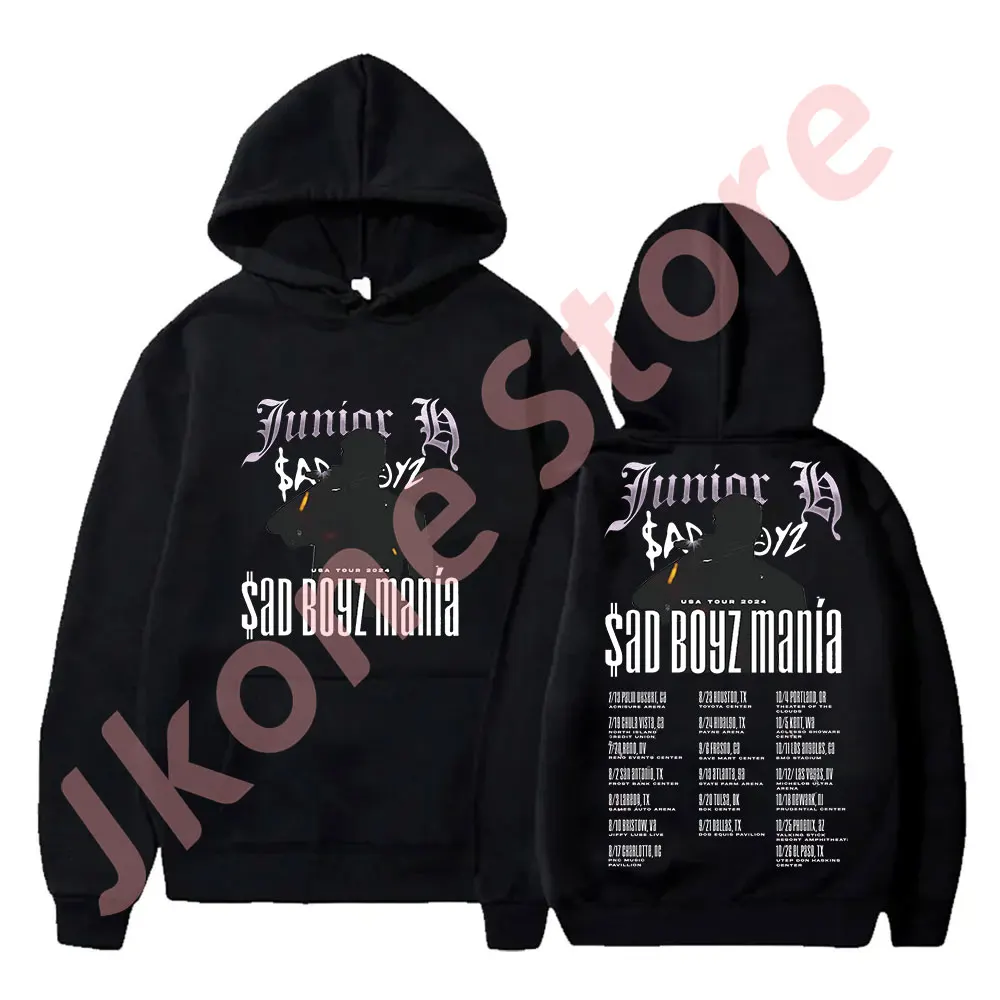 Junior H Sad Boyz Mania Tour Merch Hoodies Sweatshirts Women Men Fashion Casual Long Sleeve Streetwear