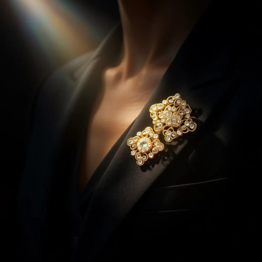 

24 золотые хрустальные броши для женщин, цветочные булавки со стразами для рукоделия, свадебных букетов
