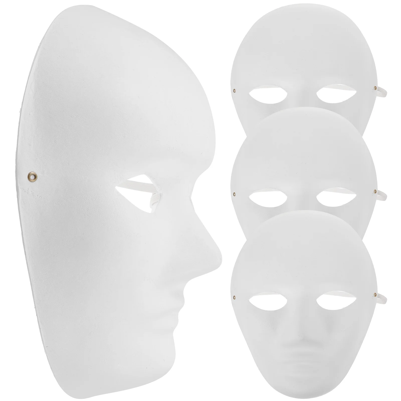 4pcs DIY Hand Painted Masks Blank Pulp Masquerade for Kids Party Halloween Costume Prom Class Craft Design