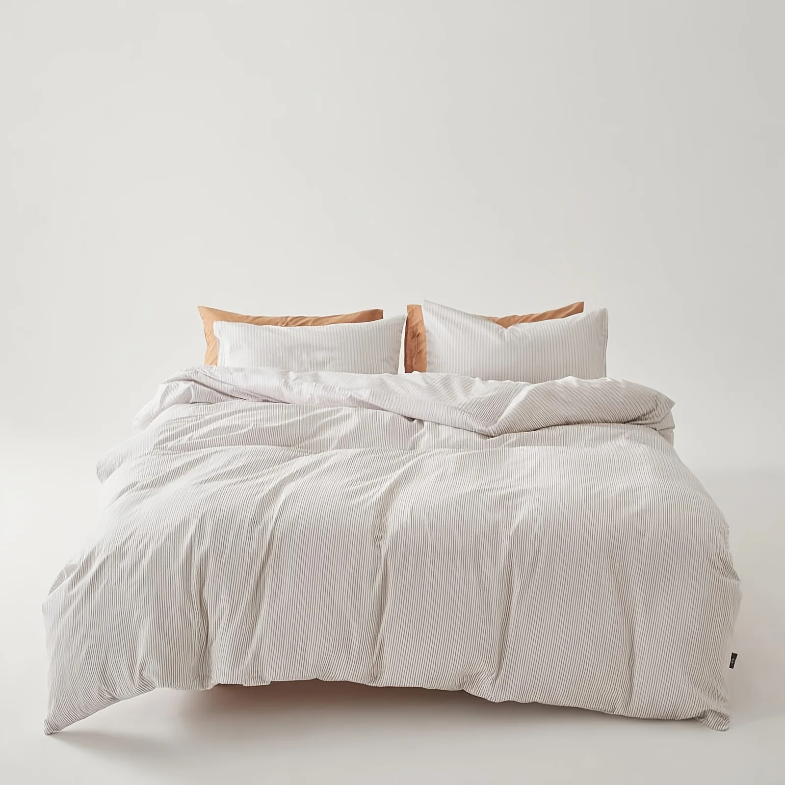 

Nordic Minimalist Style Line Print Cotton Duvet Cover Three-Piece Set (2 Pillowcases + 1 Duvet Cover) Without Pillow Inserts or Quilt Inserts, Geometric Striped Pure Cotton Bedspread Three-Piece Set, Ultra-Soft and Comfortable Pure Cotton Breathable Beddi